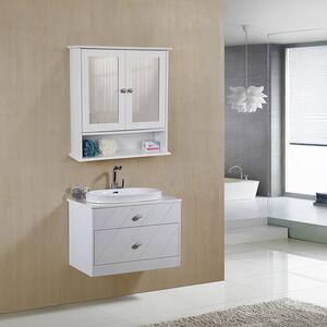 VASAGLE, Koupelnová skříňka se zrcadlem 56,5x13x58,5 cm | bílá