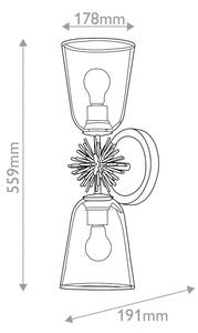 Quoizel STARING-2WB-DG-CLEAR - Nástěnné svítidlo STARING 2xE27/40W/230V měděná