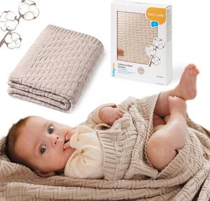 Babyono 1647/03 Pletená bavlněná deka béžová
