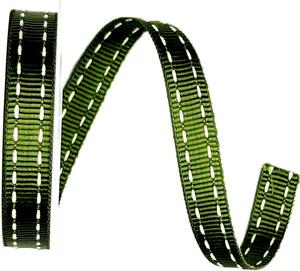 Stuha rypsová BUSTER GREEN prošívaná zelená 15mm x 2m (9,-Kč/m)