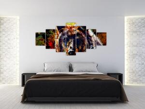 Obraz - Medvěd, malba (210x100 cm)