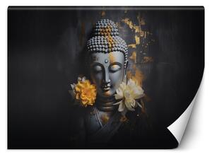 Fototapeta Šedý Budha a květiny Materiál: Vliesová, Rozměry: 200 x 140 cm