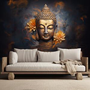 Fototapeta Zlatý Budha a květiny Materiál: Vliesová, Rozměry: 200 x 140 cm