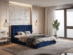 Čalouněná postel s vysokým čelem 160x200 cm Nora Barva: Modrá - Kronos 09