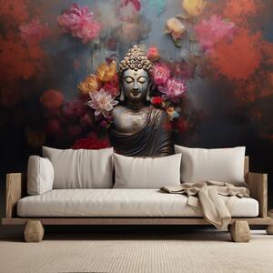 Fototapeta Budha obklopen květinami Materiál: Vliesová, Rozměry: 200 x 140 cm