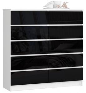Komoda K120 10SZ černý lesk bílá
