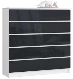 Komoda K120 10SZ grafit lesk bílá