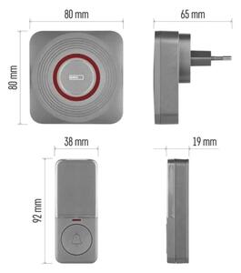 Bezdrátový zvonek do zásuvky GoSmart 230V + 1xCR2032 šedá Wi-Fi