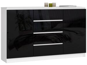 Komoda K160 2D4SZ černý lesk bílá