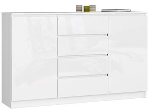 Komoda K160 2D4SZ bílý lesk bílá