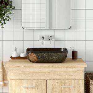 Umyvadlo na desku černé obdélník 48 x 37,5 x 13,5 cm keramika 155094