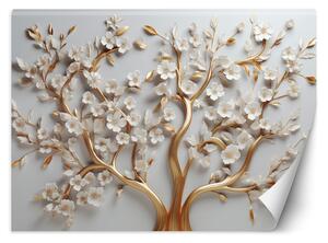 Fototapeta Bílé květy magnólie na zlatých větvích Materiál: Vliesová, Rozměry: 200 x 140 cm
