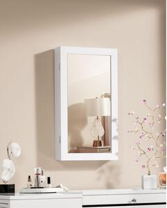 Songmics Šperkovnice závěsná se zrcadlem bílá 37 x 67 x 10 cm