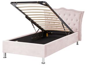 Jednolůžková postel 200 x 90 cm Metty (růžová) (s roštem) (s úl. prostorem). 1081385