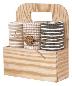 Utěrka TRIO - dárkový set 3 ks proužky béžová+šedá 50 x 70 cm