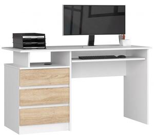 Počítačový stůl CLP 135cm bílá/dub sonoma