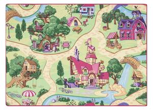 Makro Abra Dětský kusový koberec REBEL ROADS Candy Town 27 Cesta Vesnice protiskluzový vícebarevný Rozměr: 95x200 cm