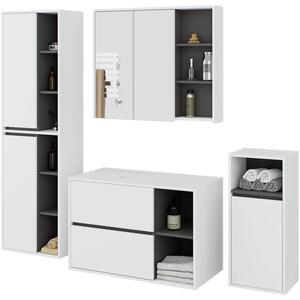 Koupelnová sestava VAMI s otvory na umyvadlo, bílá / grafitová / šedá