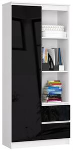 Regál R 80 cm CLP R11 bílá/černá lesk