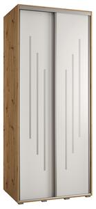 Šatní skříň s posuvnými dveřmi DAVOS 8, 120cm | DUB Artisan / bílá / stříbrné