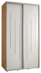 Šatní skříň s posuvnými dveřmi DAVOS 8, 140cm | DUB Artisan / bílá / stříbrné