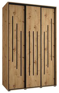 Šatní skříň s posuvnými dveřmi DAVOS 8, 160cm | DUB Artisan / černé pojezdy