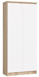 Regál R 80 cm CLP 4 dvířka 8 poliček dub sonoma/bílá