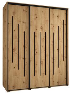 Šatní skříň s posuvnými dveřmi DAVOS 8, 190cm | DUB Artisan / černé pojezdy
