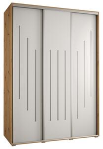 Šatní skříň s posuvnými dveřmi DAVOS 8, 170cm | DUB Artisan / bílá / stříbrné
