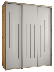 Šatní skříň s posuvnými dveřmi DAVOS 8, 190cm | DUB Artisan / bílá / stříbrné