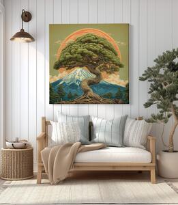 Obraz na plátně - Strom života Japonské slunce FeelHappy.cz Velikost obrazu: 60 x 60 cm