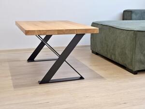 Konferenční stolek Rybařík Typ a sukovitost dřeva: Dub sukovitý/rustikální (0 Kč), Barva kovových nohou: Černá mat - RAL 9005 (0 Kč), Velikost stolu (D x Š x V): 80 x 60 x 45 (cm)