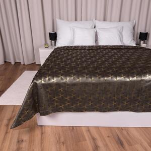 Biante Sametový přehoz na postel Isabela IBL-012 Rose Gold trojúhelníky na hnědém 260x280 cm