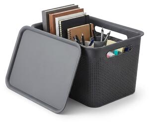 Rotho Úložný box s víkem a s madly BRISEN 16l, 36x26,2x21cm, černý