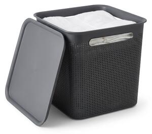 Rotho Úložný box s víkem a s madly BRISEN 18l, 29x29x29cm, černý