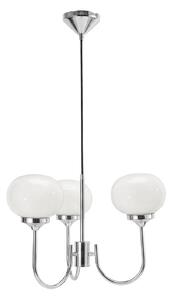 PR Home Závěsné světlo Elsy, bílé/chromové, 3 žárovky, 36 cm, sklo, zástrčka, Bílá / opál, Obývací pokoj / jídelna, kov, Skandinávský