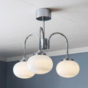 PR Home Lustr Elsy, bílý/chrom, 3ramenný, 48 cm, sklo, zástrčka, Bílá / opál, Chodba, kov, Skandinávský