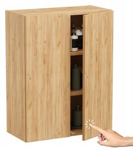 Závěsná koupelnová skříňka Miradu dub craft zlatý 60 cm 2 dvířka Push-to-open