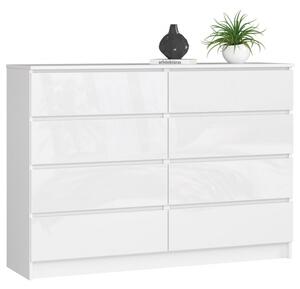 Komoda K140 8SZ bílá lesk