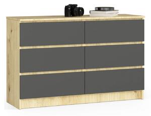 Komoda K120 6SZ artisan oak/šedý grafit