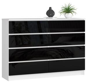 Komoda K140 8SZ bílá/černá lesk