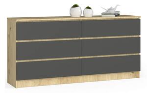 Komoda K160 6SZ artisan oak/šedý grafit