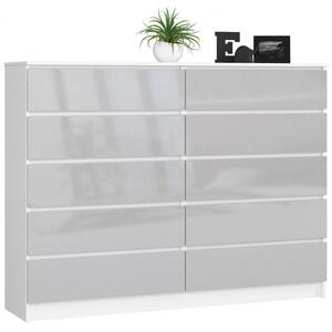 Komoda K160 10SZ bílá/metalic lesk