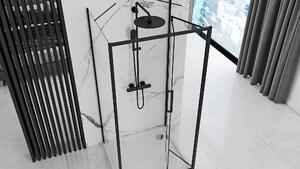Rea Rapid Fold, 3-stěnný sprchový kout se skládacími dveřmi 80 (dveře) x 90 (stěna) x 195 cm, 4mm čiré sklo, černý profil, KPL-09911