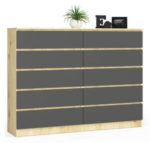 Komoda K160 10SZ artisan oak/šedý grafit