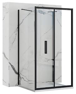 Rea Rapid Fold, 3-stěnný sprchový kout se skládacími dveřmi 90 (dveře) x 80 (stěna) x 195 cm, 4mm čiré sklo, černý profil, KPL-09913