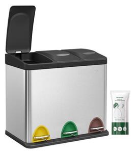 Koš na třídění odpadu SORT 24l (3x8l), stříbrná Jurhan