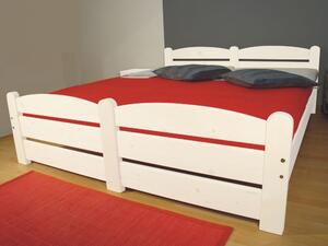 Bílá manželská postel masiv RADKA, stylové dvoulůžko (stylové dvoulůžko v bílém provedení)