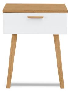 Noční stolek FRISK - bílá/dub