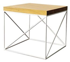 Drewmax Konferenční stůl ST376 Š55, šířka desky: 2,5cm, masiv dub bělený bílá lesklá